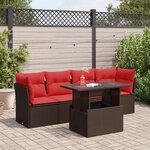 vidaXL Salon de jardin avec coussins 5Pièces marron résine tressée acacia