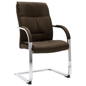 Chaise fauteuil siège de bureau informatique étude cantilever tissu brun 02_0023994