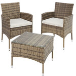 Tectake Salon de jardin LUCERNE 2 places avec 2 sets de housses - marron naturel