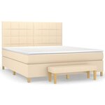 vidaXL Sommier à lattes de lit avec matelas Crème 160x200 cm Tissu
