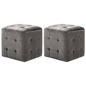 vidaXL 2 Pièces Poufs Gris 30 x 30 x 30 cm Tissu velours