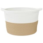 vidaXL Panier à linge beige et blanc Ø60x36 cm coton