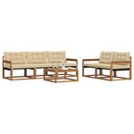 vidaXL Ensemble de canapés d'extérieur 6 Pièces Naturel et Beige