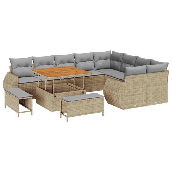 vidaXL Ensemble de canapé de jardin 12 Pièces Beige et Gris clair