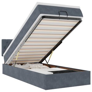 vidaXL Cadre de lit ottoman avec matelas gris foncé 100x200 cm velours
