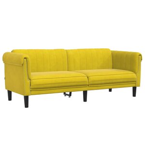 vidaXL Canapé à 3 places jaune velours