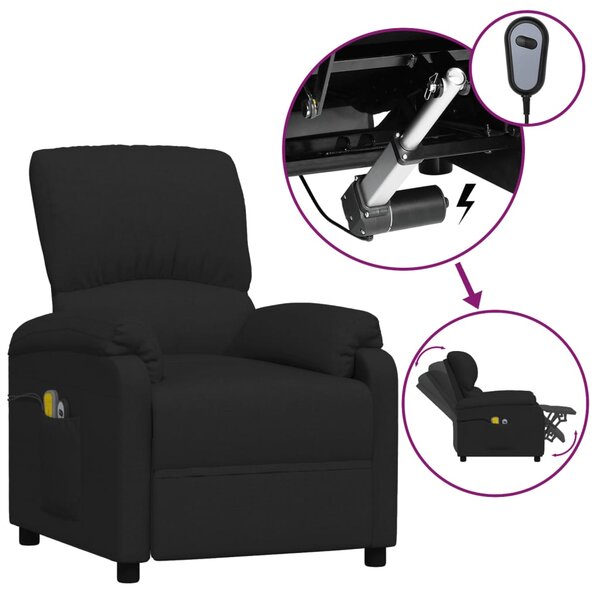 vidaXL Fauteuil électrique de massage Noir Tissu