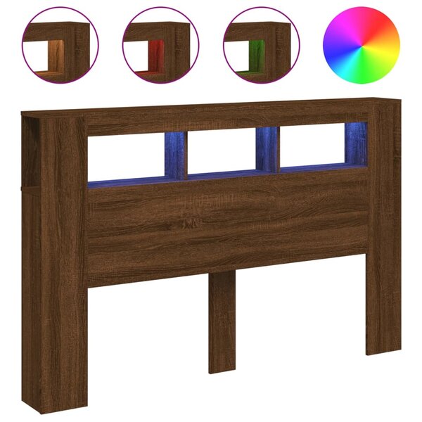 vidaXL Tête de lit à LED chêne marron 160x18 5x103 5cm bois ingénierie