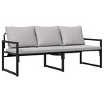 vidaXL Mobilier de jardin avec coussin Noir 180 x 72.5 x 71 cm Acier