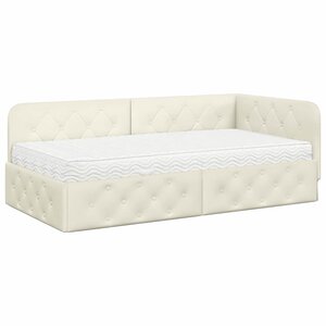 vidaXL Cadre de lit d'angle Crème 100 x 200 cm Velours