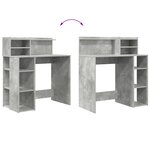 vidaXL Bureau avec rangement Gris béton 90x48x101.5 cm Bois d'ingénierie