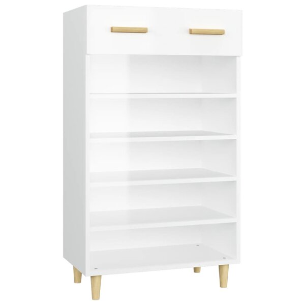 vidaXL Armoire à chaussure Blanc brillant 60x35x105 cm Bois ingénierie