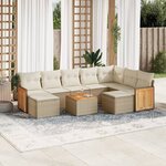vidaXL Salon de jardin avec coussins 10 Pièces beige résine tressée