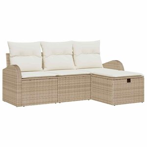 vidaXL Ensemble de Canapés avec coussin 4 Pièces Beige et crème polyrotin