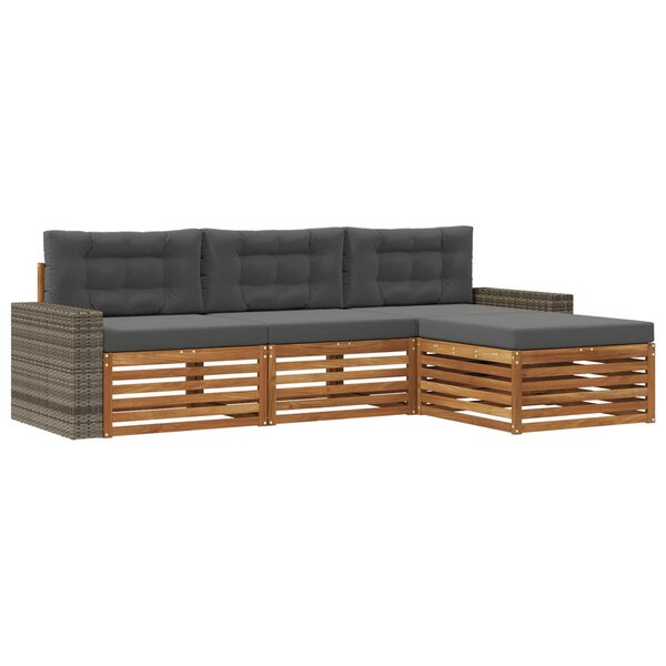vidaXL Ensemble de canapés d'extérieur 4 Pièces Naturel et Anthracite