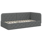 vidaXL Cadre de lit d'angle Gris foncé 90 x 190 cm tissu