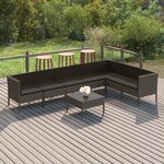 vidaXL Salon de jardin 8 Pièces avec coussins résine tressée gris