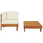 vidaXL Salon de jardin 2 Pièces avec coussins blanc crème Bois d'acacia