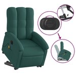 vidaXL Fauteuil inclinable de massage électrique Vert foncé Tissu