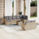 vidaXL Salon de jardin avec coussins 10 Pièces beige résine tressée