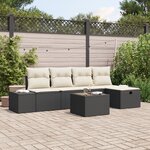 vidaXL Ensemble de canapés de jardin 6 pièces avec coussins Noir Poly Rattan