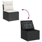 vidaXL Salon de jardin 4 Pièces avec coussins noir résine tressée
