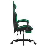vidaXL Chaise de jeu avec repose-pied Noir et vert Similicuir