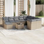 vidaXL Salon de jardin 11 Pièces avec coussins beige résine tressée