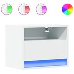 vidaXL Tables de chevet murales avec lumières LED 2 Pièces blanc