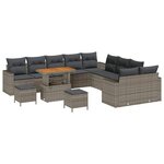 vidaXL Ensemble de canapé de jardin 13 Pièces Gris polyrotin