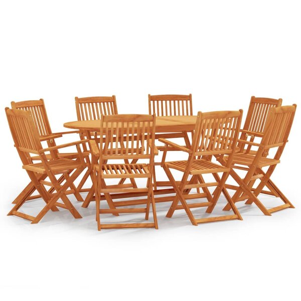 vidaXL Ensemble à manger d'extérieur pliable 9 Pièces Bois d'eucalyptus