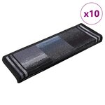 vidaXL Tapis d'escalier autoadhésifs 10 Pièces 65x21x4 cm Noir et gris