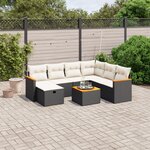 vidaXL Salon de jardin 8 Pièces avec coussins noir résine tressée