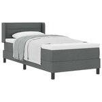 vidaXL Lit à ressorts avec tête de lit Gris foncé 200 x 90 cm tissu