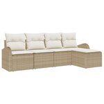 vidaXL Ensemble de canapé de jardin 5 Pièces Beige Poly rotin