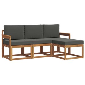 vidaXL Ensemble de canapés d'extérieur 4 Pièces Naturel et Anthracite