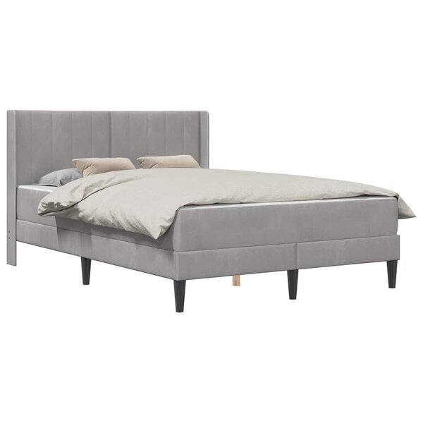 vidaXL Cadre de lit avec matelas Gris clair 140 x 190 cm Velours