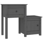 vidaXL Table de chevet Gris 79 5x38x65 5 cm Bois de pin massif