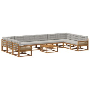 vidaXL Ensemble de canapés d'extérieur 11 Pièces Naturel et gris clair