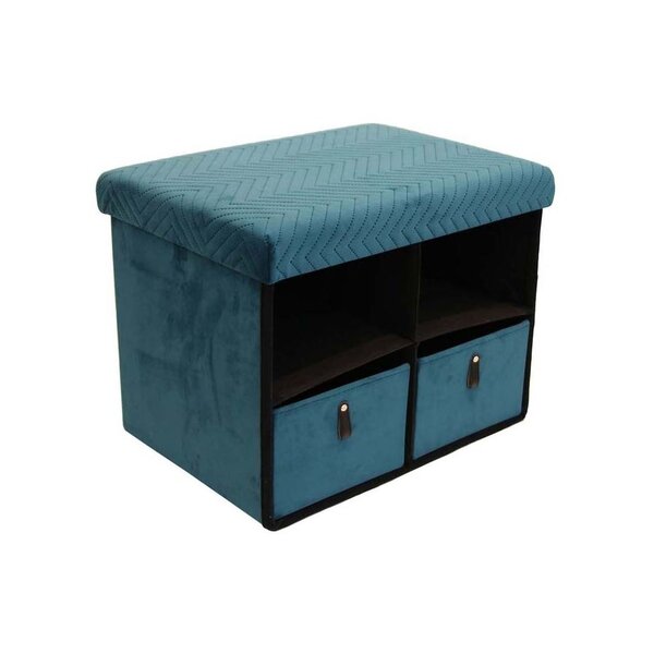 Pouf coffre de rangement avec niches zig zag