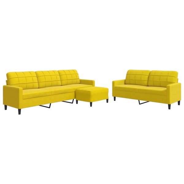 vidaXL Ensemble de canapés 3 Pièces avec coussins Jaune Velours