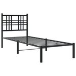 vidaXL Cadre de lit métal avec tête de lit noir 75x190 cm