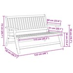vidaXL Banc de jardin 122.5x77x74 cm Bois d'acacia massif