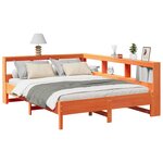 vidaXL Lit bibliothèque sans matelas cire marron 140x190 cm pin massif