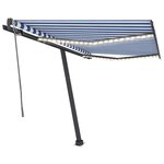 vidaXL Auvent automatique capteur de vent/LED 300x250 cm Bleu et blanc