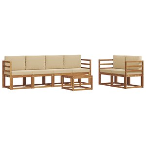 vidaXL Ensemble de canapés d'extérieur 7 Pièces Naturel et Beige