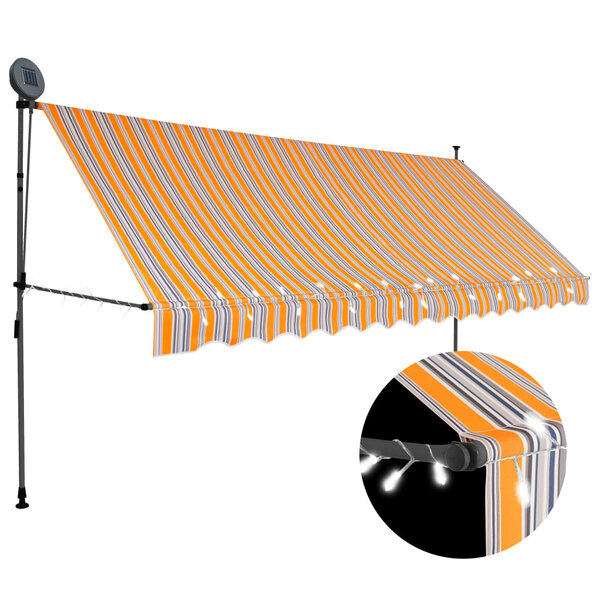 vidaXL Auvent manuel rétractable avec LED 350 cm Jaune et bleu