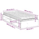 vidaXL Lit de jour avec matelas 90x200 cm bois de pin massif