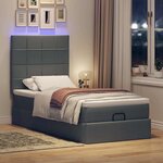 vidaXL Cadre de lit ottoman avec matelas gris foncé 90x190 cm tissu