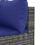 vidaXL Salon de jardin 4 Pièces avec coussins Gris Résine tressée